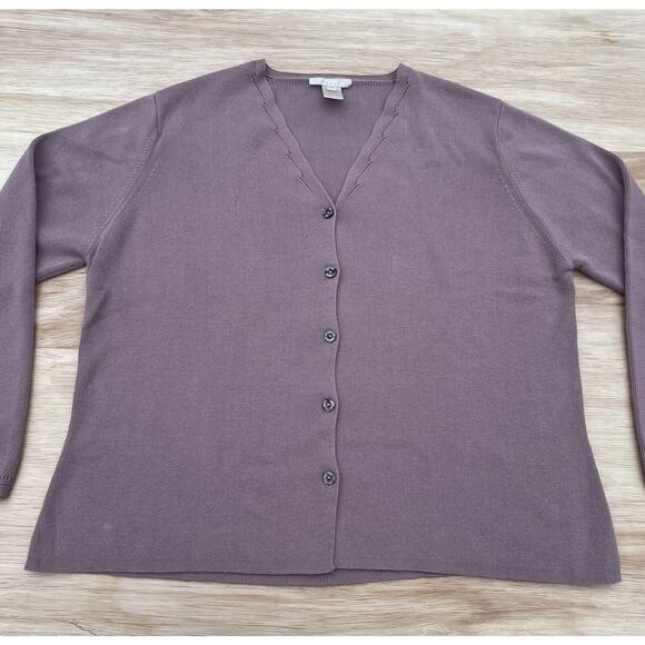 J. Jill Sweater V-Neck Button Down Knit Cardigan Sweater Women's Violet XL‎ - Picture 4 of 5